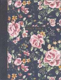 NKJV, Journal the Word Bible, Cloth over Board, Gray Floral, Red Letter, Comfort Print