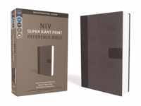 NIV, Super Giant Print Reference Bible, Leathersoft, Gray, Red Letter, Comfort Print