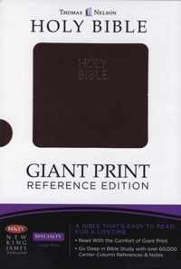 NKJV, Reference Bible, Giant Print, Leathersoft, Burgundy, Red Letter Edition