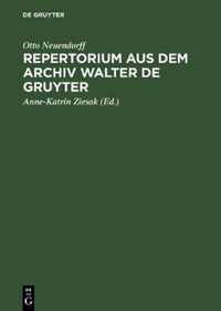 Repertorium aus dem Archiv Walter de Gruyter