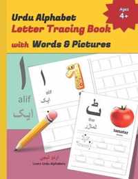 Urdu Alphabet Letter Tracing Book with Words & Pictures