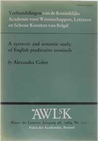 A Syntactic and Semantic Study of English Predicative Nominals