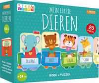 Puzzeltrein 20 stukjes en boek  -   Puzzeltrein 20 stukjes en boek - Mijn eerste dieren