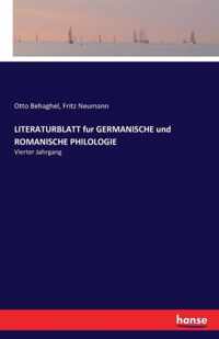 LITERATURBLATT fur GERMANISCHE und ROMANISCHE PHILOLOGIE