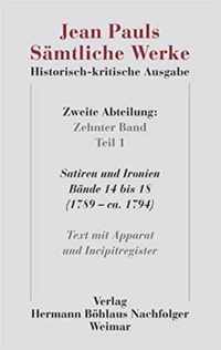 Jean Pauls Saemtliche Werke Historisch kritische Ausgabe