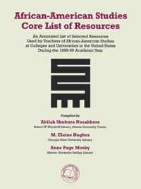 African-American Studies Core List of Resources