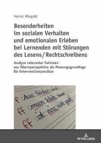 Besonderheiten Im Sozialen Verhalten Und Emotionalen Erleben Bei Lernenden Mit Stoerungen Des Lesens / Rechtschreibens