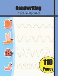 Handwriting Practice alphabet: writing book Dotted Midline Letter A to Z, activity kids age 4-8, preschool notebook for kids