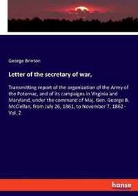 Letter of the secretary of war,