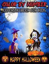 Halloween color by number coloring book for kids ages 4-8