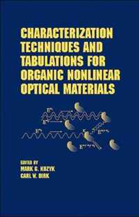 Characterization Techniques and Tabulations for Organic Nonlinear Optical Materials