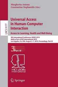 Universal Access in Human-Computer Interaction. Access to Learning, Health and Well-Being