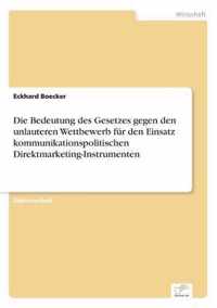 Die Bedeutung des Gesetzes gegen den unlauteren Wettbewerb fur den Einsatz kommunikationspolitischen Direktmarketing-Instrumenten