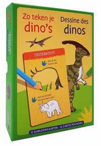 Zo teken je dino's - 12 sjabloonkaarten / Dessine des dinos  12 cartes pochoirs