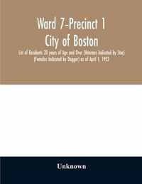 Ward 7-Precinct 1; City of Boston; List of Residents 20 years of Age and Over (Veterans Indicated by Star) (Females Indicated by Dagger) as of April 1, 1923