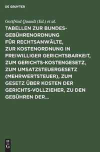 Tabellen Zur Bundesgebuhrenordnung Fur Rechtsanwalte, Zur Kostenordnung in Freiwilliger Gerichtsbarkeit, Zum Gerichtskostengesetz, Zum Umsatzsteuergesetz (Mehrwertsteuer), Zum Gesetz UEber Kosten Der Gerichtsvollzieher, Zu Den Gebuhren Der...