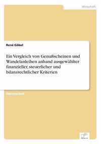 Ein Vergleich von Genussscheinen und Wandelanleihen anhand ausgewahlter finanzieller, steuerlicher und bilanzrechtlicher Kriterien