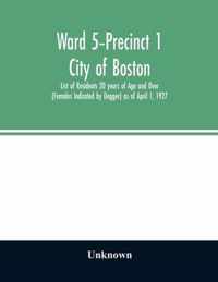 Ward 5-Precinct 1; City of Boston; List of Residents 20 years of Age and Over (Females Indicated by Dagger) as of April 1, 1927