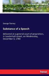 Substance of a Speech