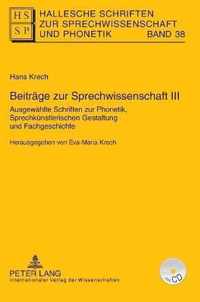 Beiträge zur Sprechwissenschaft III